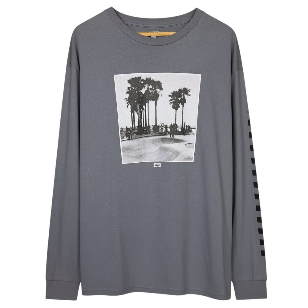 VANS Gray Venice Skate Park Graphic Long Sleeve Crew Neck T-Shirt Men's Large